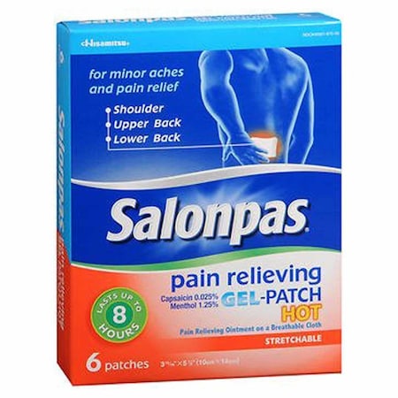 Salonpas Gel-Patch Hot Topical Pain Relief 0.025% - 1.25% Strength Capsaicin / Menthol Patch 6 per Box, 6PK 46581087006